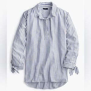 J. Crew collared tie-sleeve popover shirt in stripe J6218
